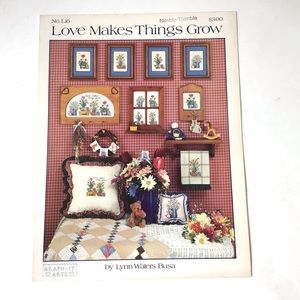 1987 Cross Stitch Pattern Love Makes Things Grow Floral Vintage Graph It Arts